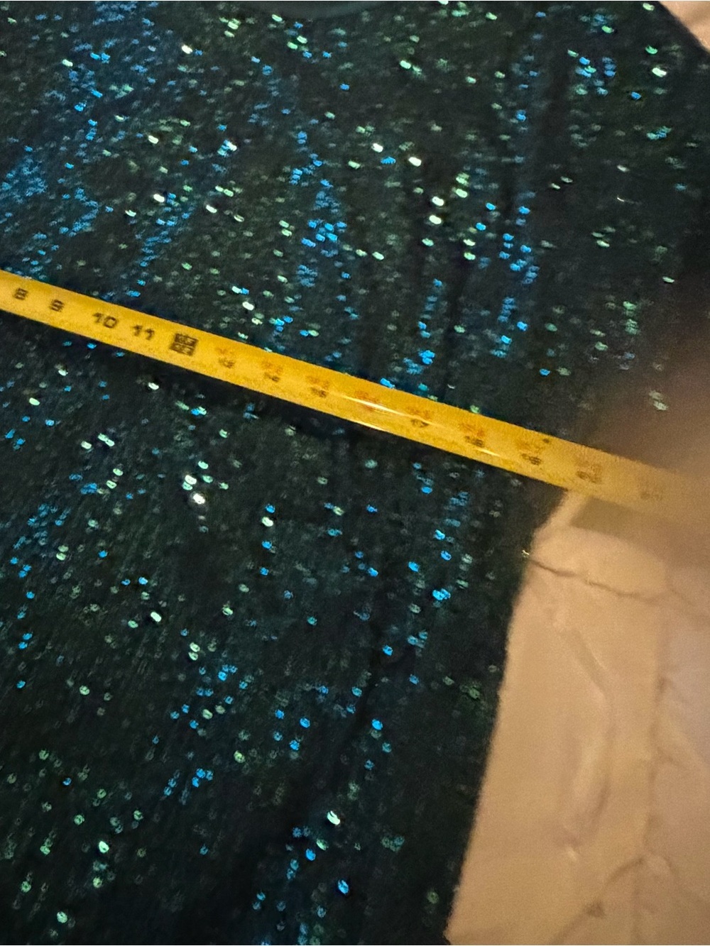 Emerald Green Sequin Short Sleeve Top - Picture 3 of 5